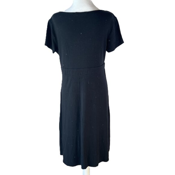 🖤Elegant Liz Claiborne Black Dress Size L Cotton Blend Timeless Silhouette - Picture 3 of 9
